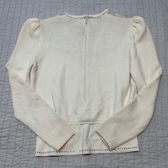 St. John By Marie Gray Knit Cream Cardigan Women’s Size 6 - Picture 8 of 10